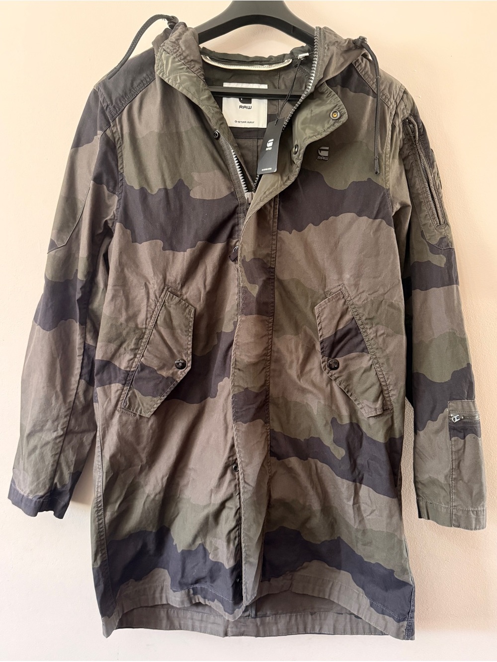 G-Star Camouflage Hooded Field Jacket in Olive and Black(brand new)